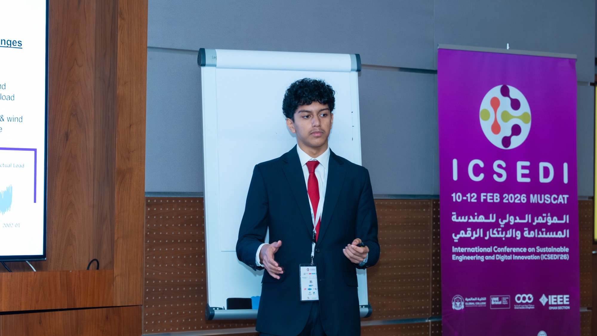 Shamik Sarangi presenting at ICSEDI 2026 in Muscat